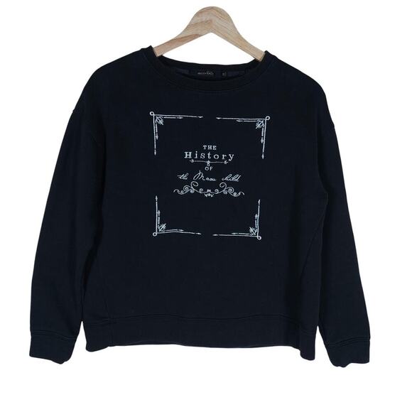 Etam Weekend Womens Sweatshirt EU 38 Black Graphic Pullover Minimalist Gothcore - Picture 1 of 13
